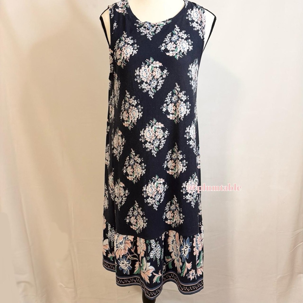 LOFT Navy Floral Sleeveless Dress